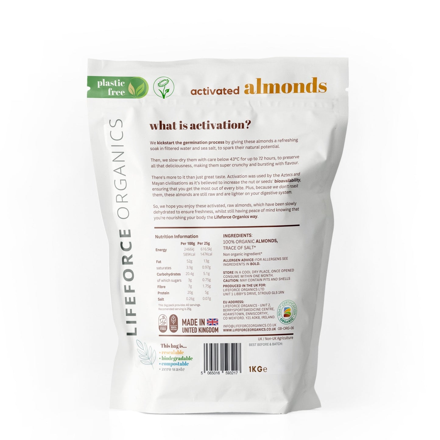 Almonds - 1kg - Lifeforce Organics