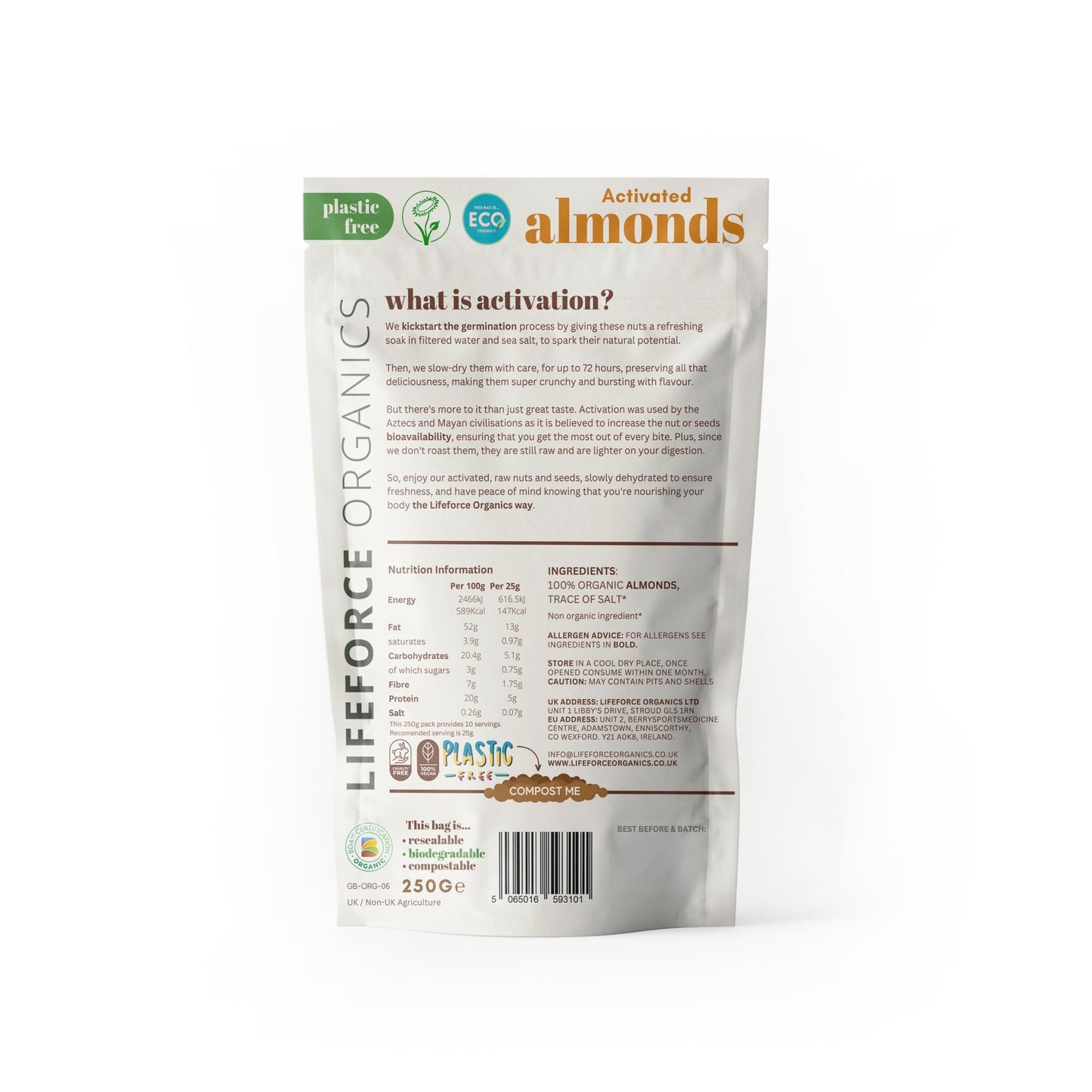 Activated Almonds - 250g - Lifeforce Organics