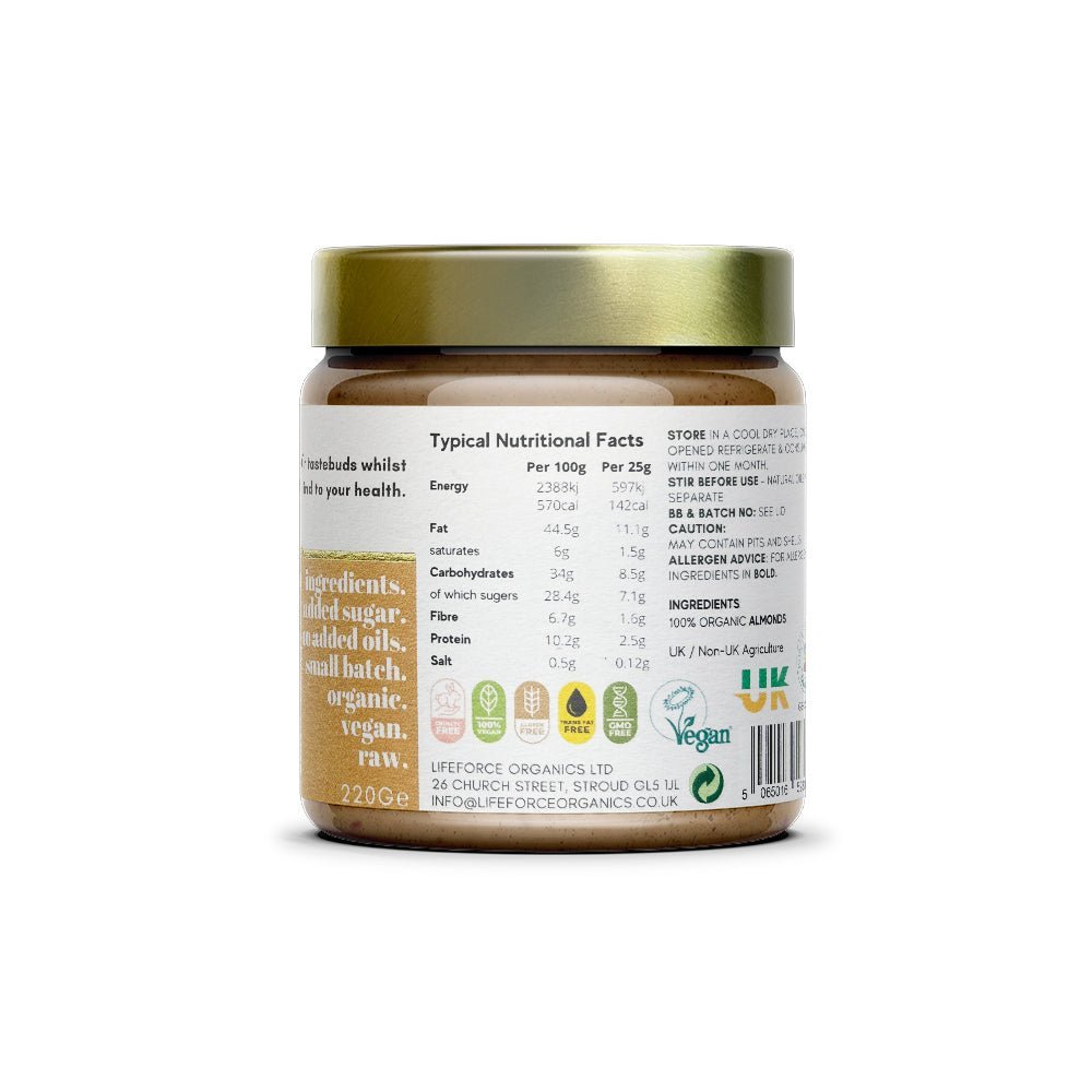 Case of 6 x Activated Smooth Almond Butter 220g - Lifeforce Organics