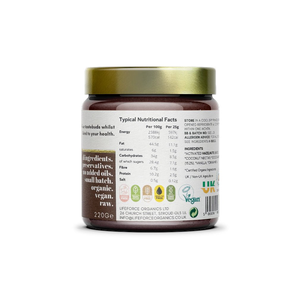 Hazelnut & Cacao Spread - 220g - Lifeforce Organics